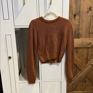 Lulu's Warm Cinnamon Open Back Sweater